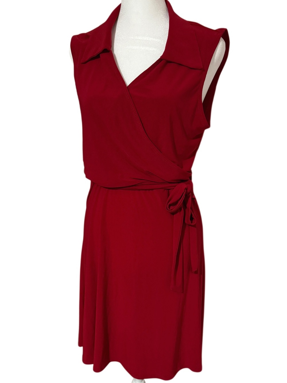 Vintage Star Vixen Red Wrap Front Midi Dress L/XL Made USA